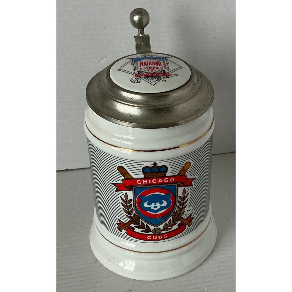 CUI Chicago Cubs Vintage MLB Collectors Stein Metal Lid Made in Spain 7.5in